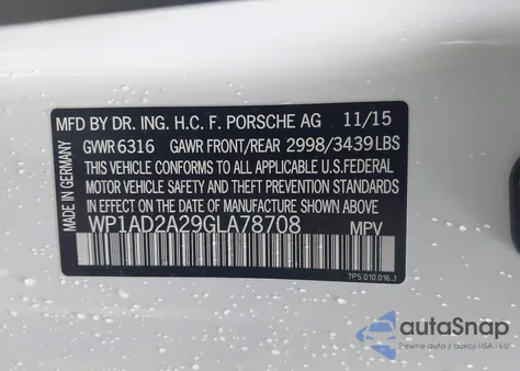 2016 Porsche Cayenne Gts from USA, damaged, VIN WP1AD2A29GLA78708